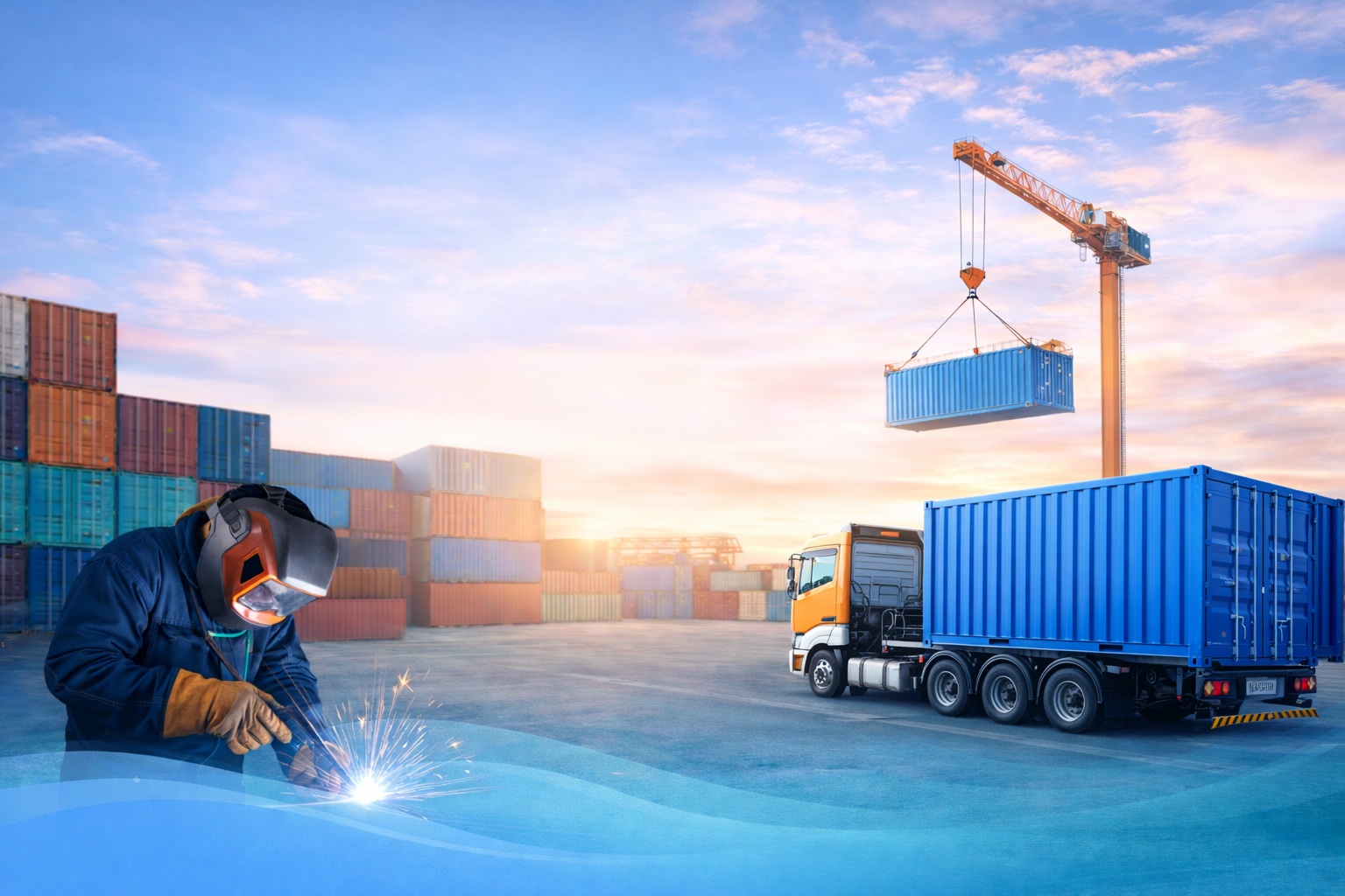 Container depot welding operation